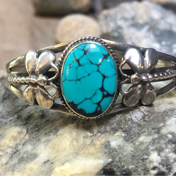 Turquoise Sterling Dragonfly Cuff - Picture 3 of 8